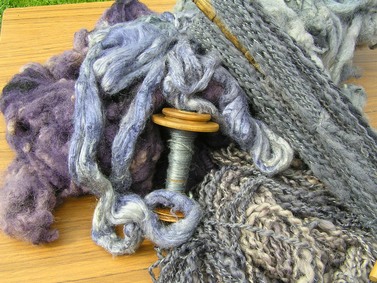 Fibres dyed with Logwood, spun and plied